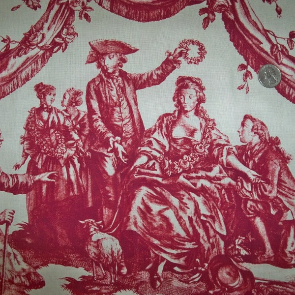 SCHUMACHER Le Couronnement De La Rosiere FRENCH TOILE Fabric 10 yards Rouge