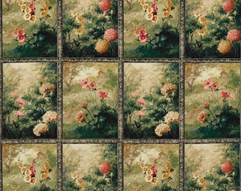 KRAVET Clarke & Clarke Tapicería de terciopelo con marco floral ornamentado, estilo antiguo
