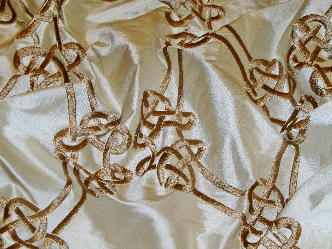 SILK LOOM Inc. CEREMONY Embroidered Silk Fabric 10 Yards Gold Etsy