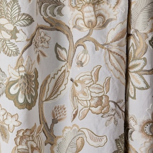 SCALAMANDRE Multidimensional Tree Of Life Jacobean Embroidered Crewel Fabric 3 Yards Ivory