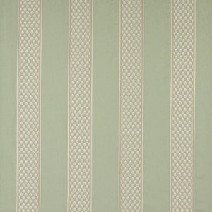 COLEFAX & FOWLER Andorra Embroidered Ornate Stripe Fabric 10 Yards Celadon