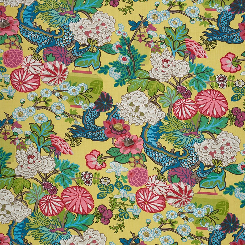 Yellow Chinoiserie Fabric - Etsy