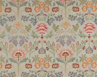 COLEFAX & FOWLER Tecido deslumbrante com bordado floral Dianthus, 10 jardas, cor Aqua