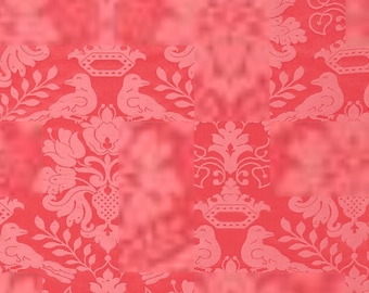 SCALAMANDRE LOVE BIRD Silk Damask Fabric 10 Yards Pink Orange