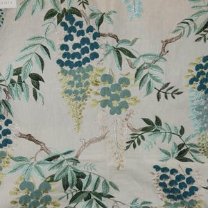 COLEFAX & FOWLER Embroidered Heatherley Floral Fabric 10 Yards Blue Multi
