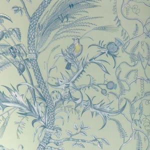 BRUNSCHWIG & FILS Birds And Thistle II Cotton Fabric 10 Yards Mint