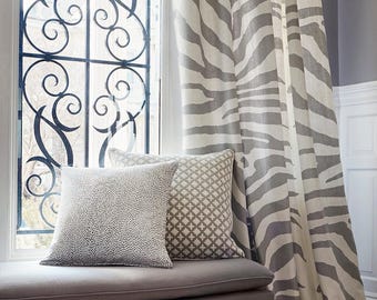 SCALAMANDRE ZEBRA Linen Fabric 3 Yards Zinc