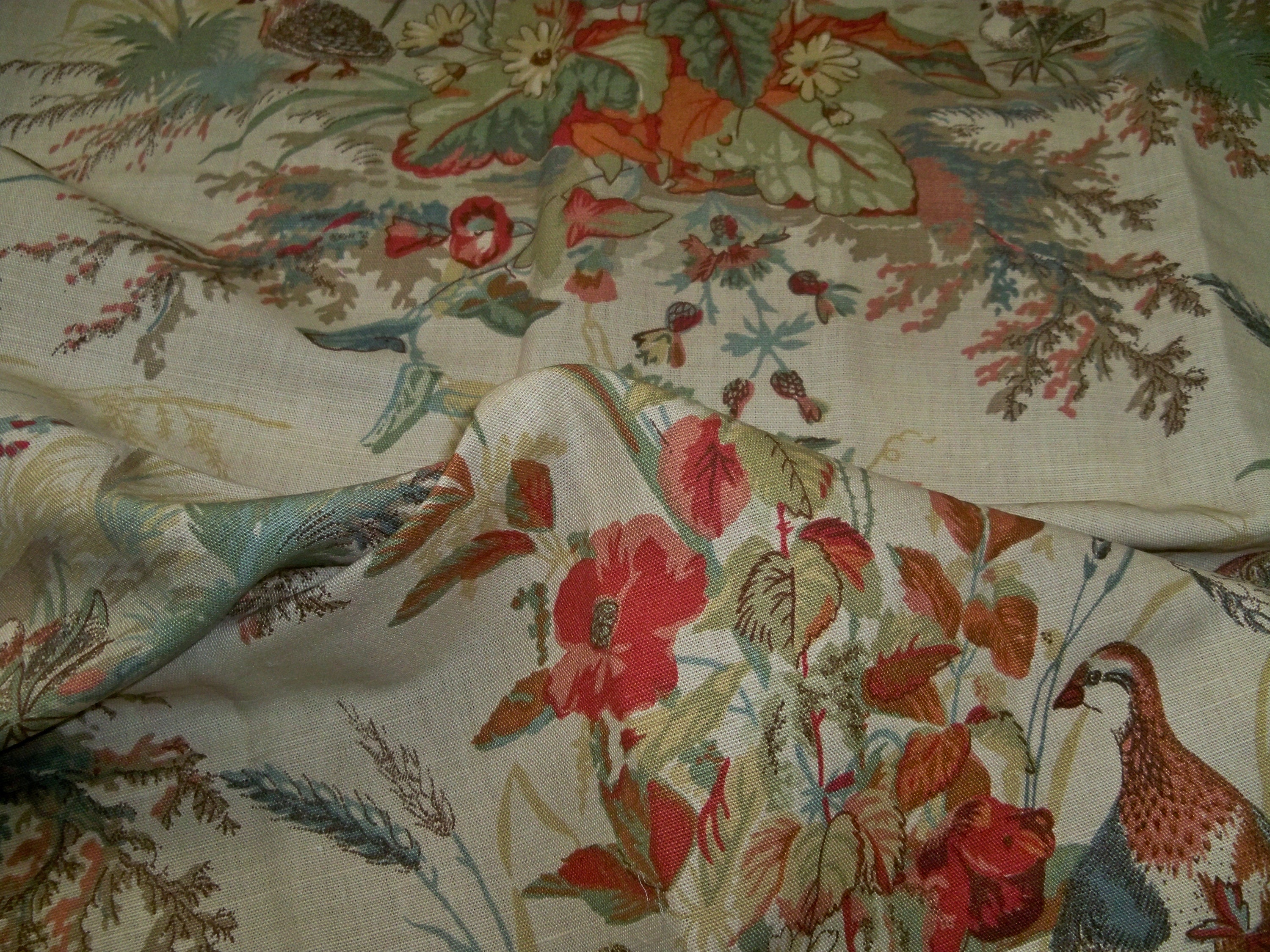 SCHUMACHER QUAIL MEADOWS Pheasants Toile Fabric 10 Yards Autumn