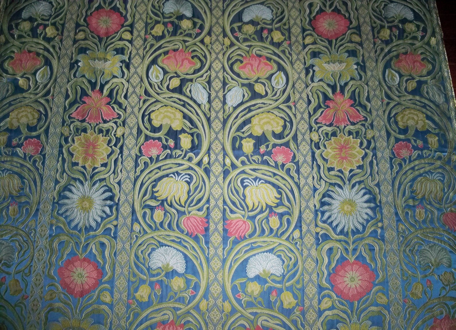 SILK LOOM Art Nouveau LIBERTY Silk Damask Lampas Fabric 10 Etsy