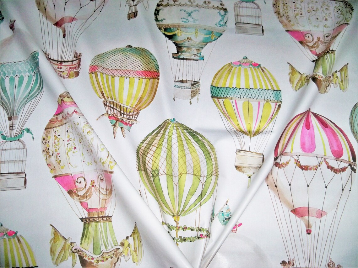 MANUEL CANOVAS Hot Air BALLOONS Toile Fabric 10 Yards White Multi Etsy