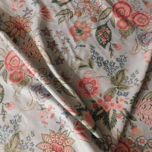 COLEFAX AND FOWLER Emma Floral Linen Print Fabric 10 Yards Aqua Multi