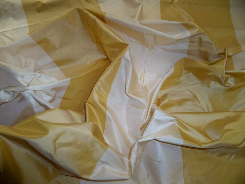 PINDLER CIELO STRIPES Silk Taffeta Fabric 6 Yards Cream Gold
