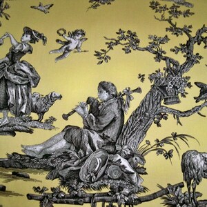 GP&J BAKER Romantic Fragonard Toile De Jouy Fabric 10 Yards Yellow Multi image 5