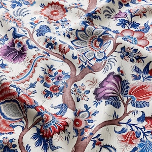 SCALAMANDRE Palampore Flower And Fruit Bearing Serpentine Tree Print Fabric 10 Yards Red Multi