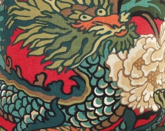 SCHUMACHER Chinoiserie CHIANG Mai DRAGON Linen Fabric 10 yards Lacquer Multi