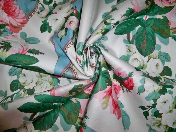 Lee Jofa Kravet Warner SHABBY ROSES RIBBONS Chintz Cotton Fabric 10 Yards  White Rose Green Multi - Etsy