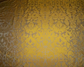 SILK LOOM MARSEILLE Silk Damask Jacquard Fabric 10 Yards Honey Bronze on Taupe Brown