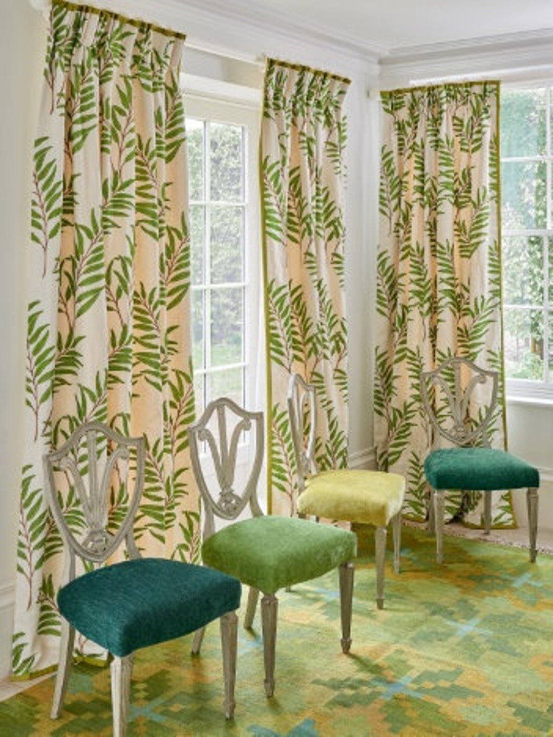 JANE CHURCHILL Embroidered Ferns Fabric 10 Yards Leaf Green Etsy