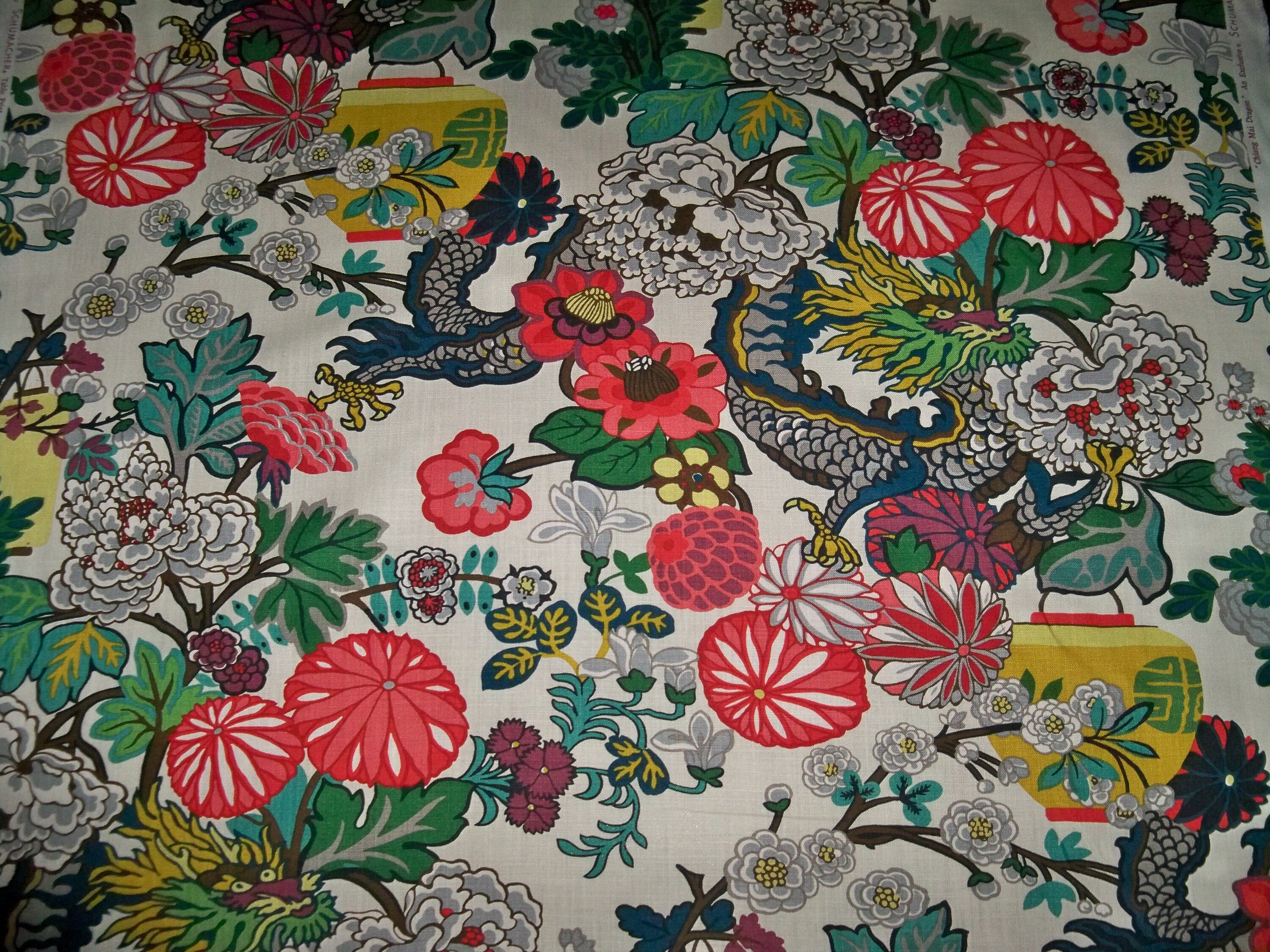 Schumacher Chinoiserie Chiang Mai Dragon Linen Fabric 10 Yards Etsy