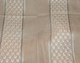 COLEFAX & FOWLER Andorra Embroidered Ornate Stripe Fabric 10 Yards Beige