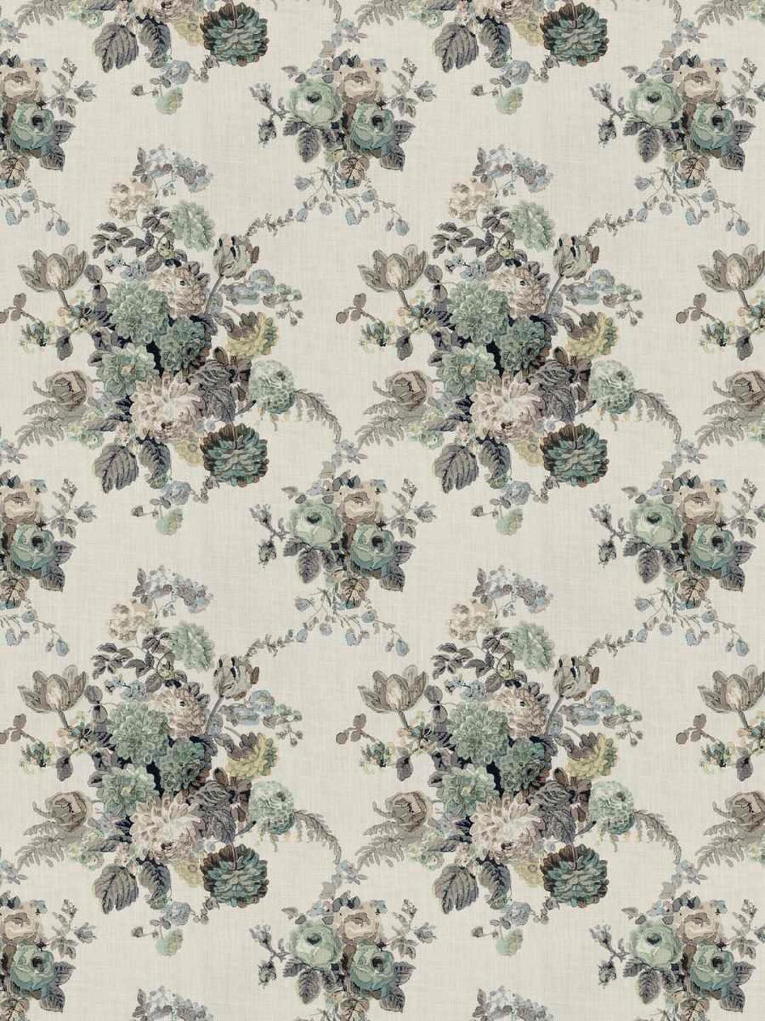 CLARENCE HOUSE SIGNATURE Dahlia Hand Block Floral Linen Fabric 3