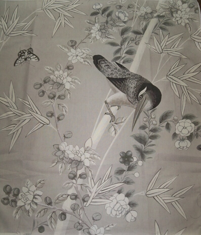 SCHUMACHER CHINOISERIE Bamboo Blossom TREES w Birds Fabric ...