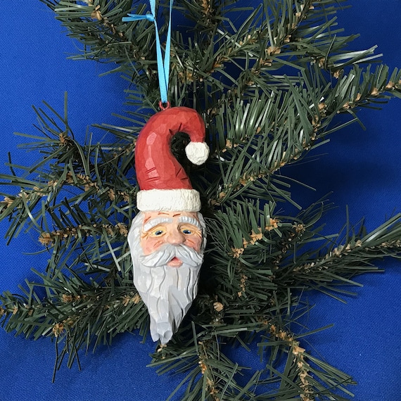 Wood Carving, Santa Ornament, Christmas Decoration, Original