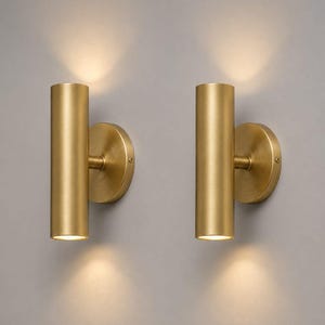 Modern Brass Wall Sconce, Double Tube Wall Light, Handmade Brass Vanity Lamp, Contemporary Bathroom Lighting, Bedroom Wall Fixture Hardwired