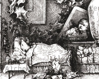 Not a Creature Was Stirring Not Even a Mouse - Twas the Night Before Christmas - Thomas Nast Christmas Illustration - Instant Download