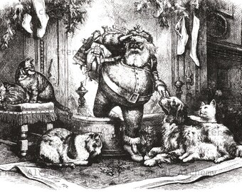 The Coming of Santa Claus - Thomas Nast Christmas Illustration - Instant Download