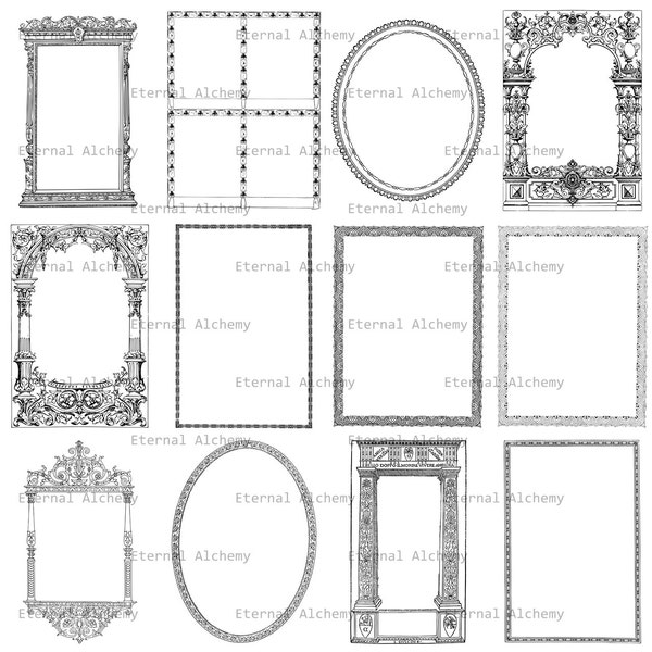 Decorative Elements Clipart Collection - Set 4 - Abstract Frames and Banners - 36 separate images - Instant download