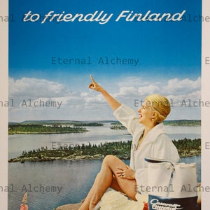 4 Vintage Travel Posters, Full Page, set 4 Europe, assorted Andalucia Spain, Finland, Surrey, Southend Britain Instant download image 2