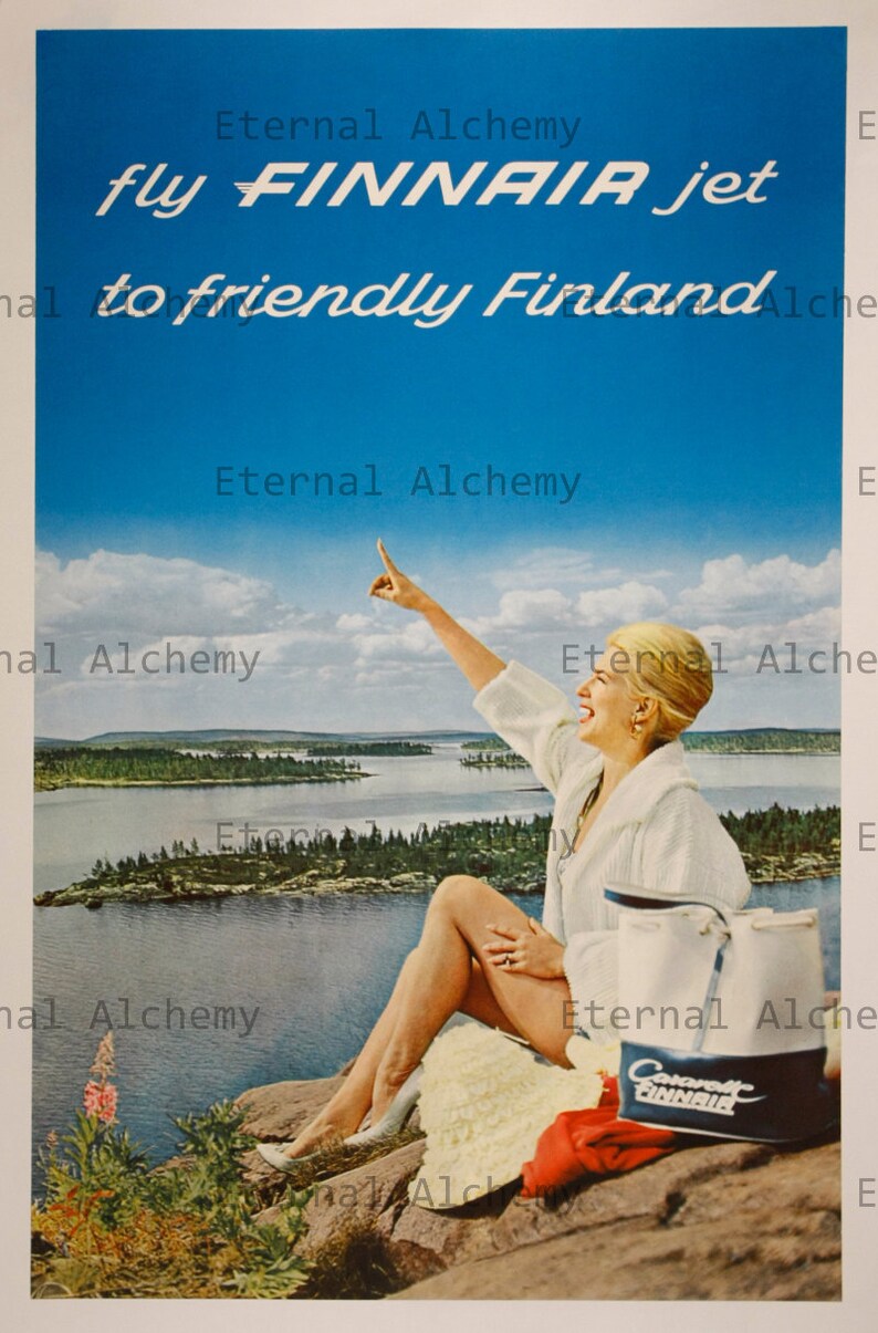 4 Vintage Travel Posters, Full Page, set 4 Europe, assorted Andalucia Spain, Finland, Surrey, Southend Britain Instant download image 2