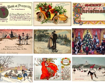 3 "People, Families, and Misc. Antique Christmas Postcard" Collage Sheets - approx. 2.5 x 3.5 inch images (ACEO/ATC size) - Instant download