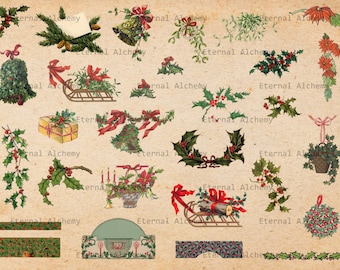 Vintage Christmas Images - Christmas Plants - 28+4 images - Clipart/Digital Images - Instant download