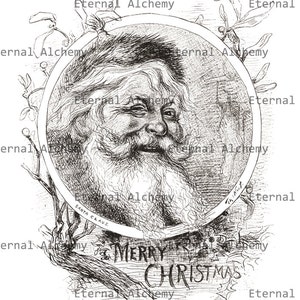 Santa Claus Merry Christmas Thomas Nast Christmas Illustration Instant Download image 2