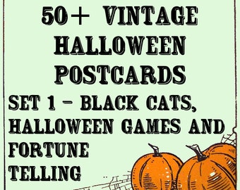 Vintage Halloween Postcards - Set 1 - Black Cats, Hallowe'en Games and Fortune Telling - Instant download