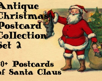 Antique Christmas Postcards - Set 2 - Santa Claus - 60+ Postcards - Instant download