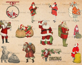 Vintage Christmas Images - Santa Set 6 - Miscellaneous - 13+2 images - Clipart/Digital Images - Instant download