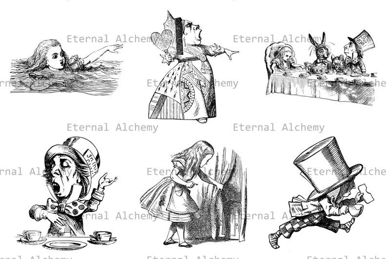 Alice in Wonderland Digital Image Collection All 19 images Instant Download image 2