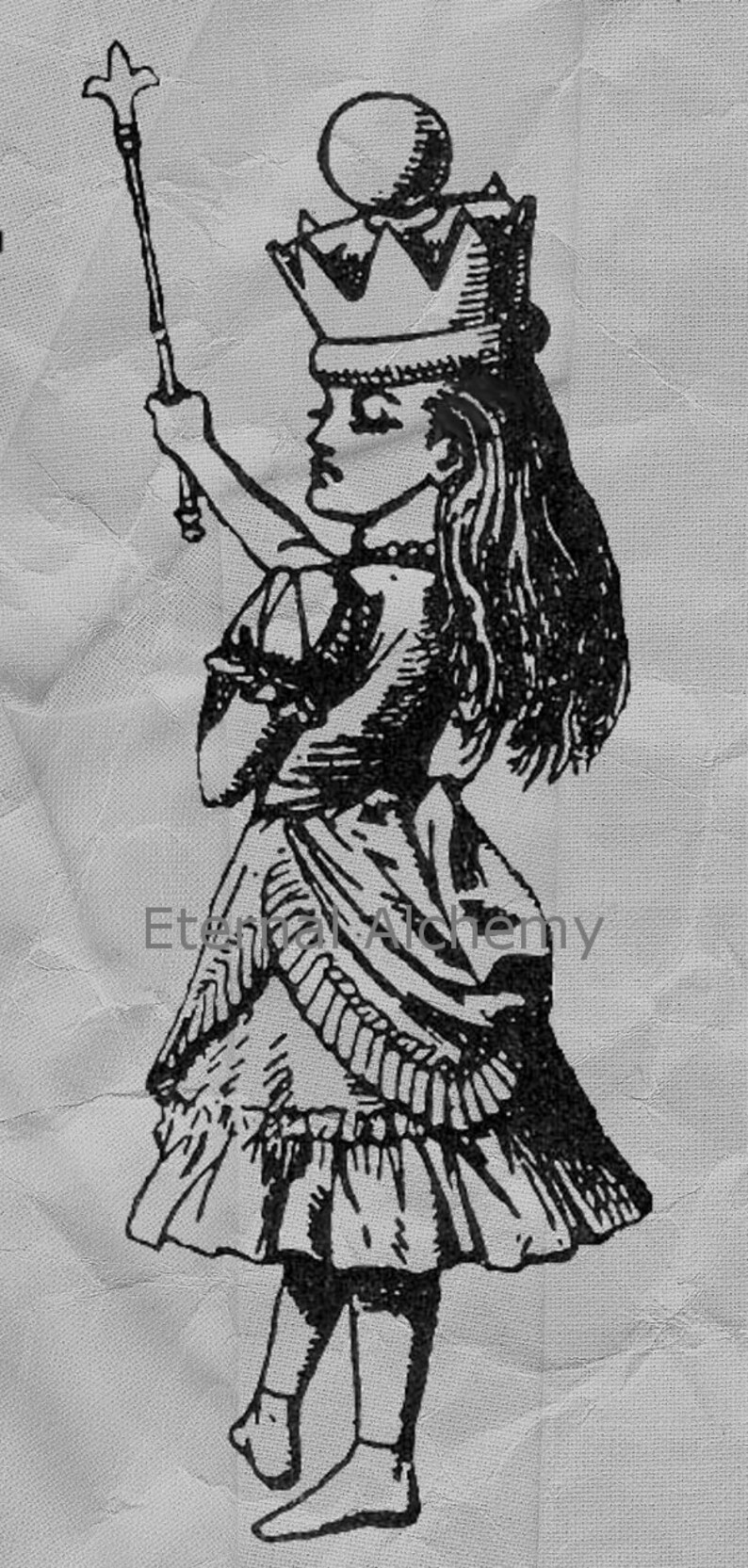 Instant Download Alice Through the Looking Glass Digital Image Queen Alice Commands