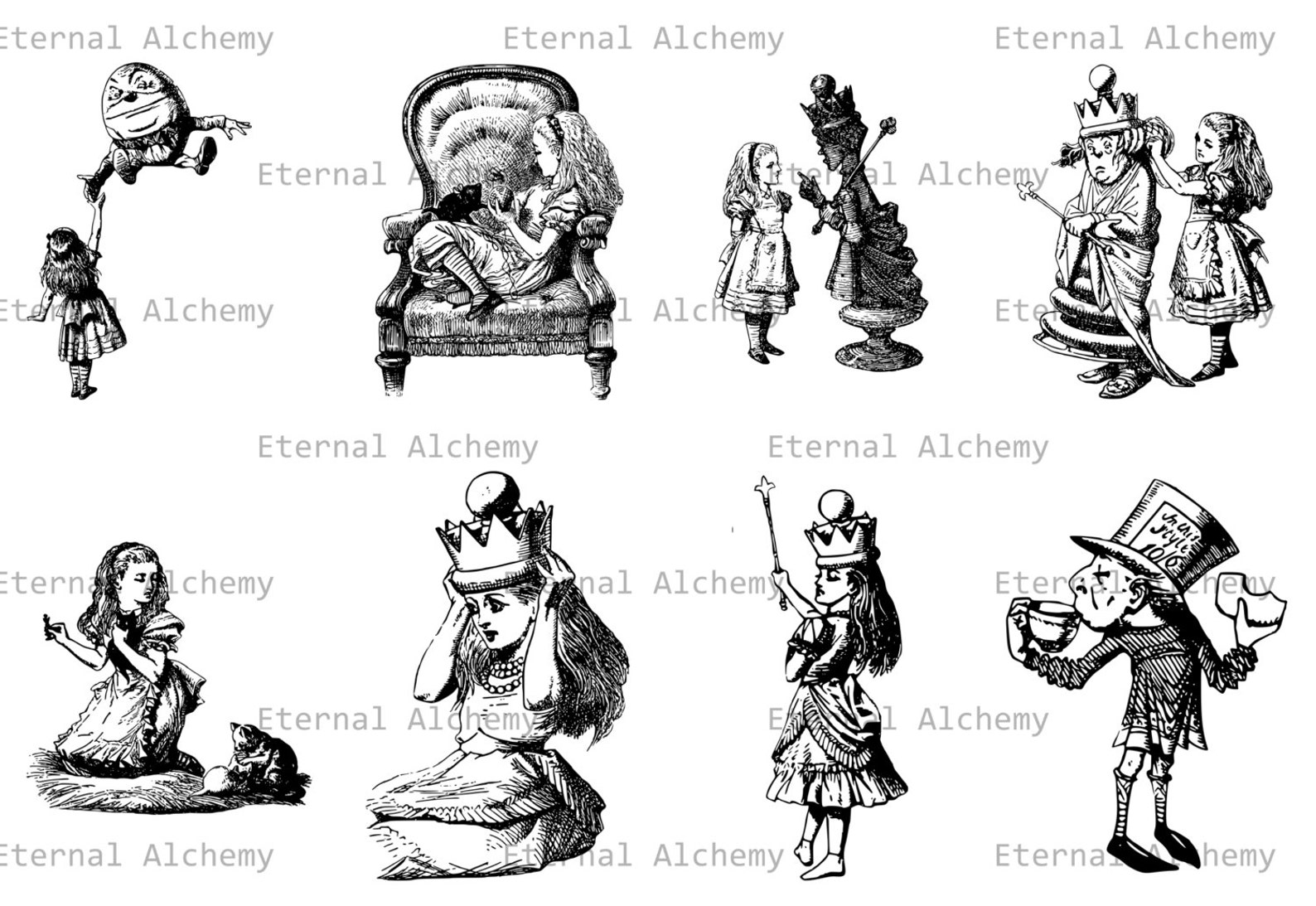 Alice Through The Looking Glass Illustrations Alice Through the Looking Glass Digital Image Collection All 20 Images