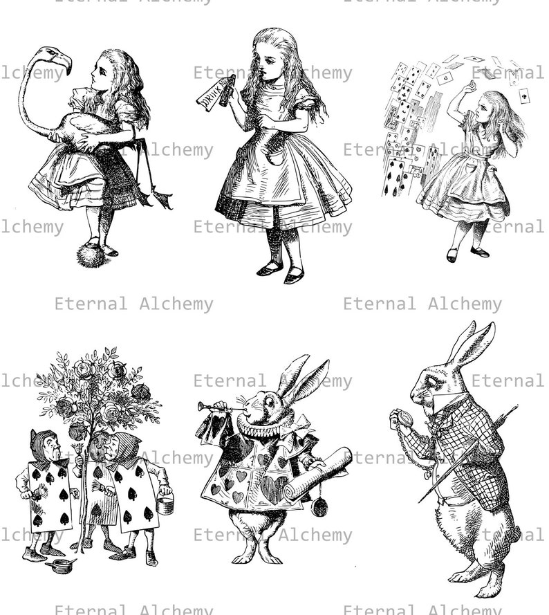 Alice in Wonderland Digital Image Collection All 19 images Instant Download image 1