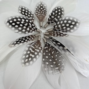 Set of 10 White and Blue Feathers, 9cm, Soft Touch, Craft Feathers for Jewelry Making, Boho Decor, DIY Projects, Limited Stock