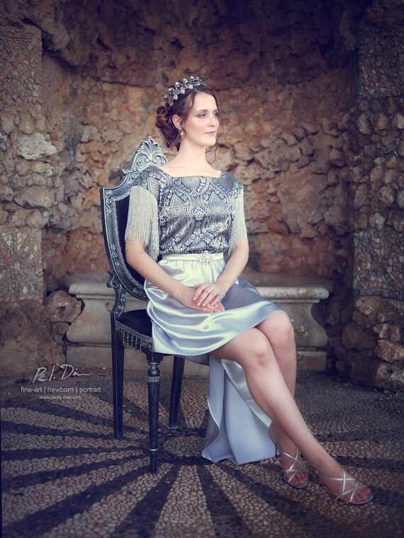 silver brocade dress Fairy Tale Silver Brocade Gown Evening Dress for Women