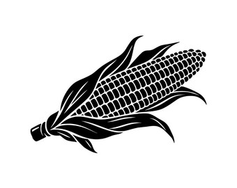 Maiskolben (PNG, SVG), Herbsternte-Vektor, Thanksgiving-Dekoration, Bauernmarkt-Schild, Lebensmittel-Silhouette