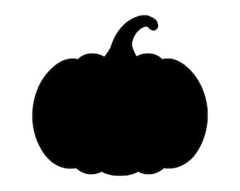 Kürbis-Silhouette (PNG, SVG), schwarze Halloween-Cliparts, Design mit geschwungenem Stiel, Herbstliche Erntekunst