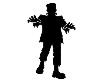 Monstruo de Frankenstein PNG SVG, imágenes prediseñadas de silueta negra de Halloween, diseño de pernos de cuello, arte clásico espeluznante