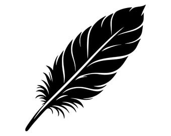 Feder (PNG, SVG), Boho-Clipart, Vogelfeder-Vektor, Silhouette, Digitales Design, Holz-Lasergravur
