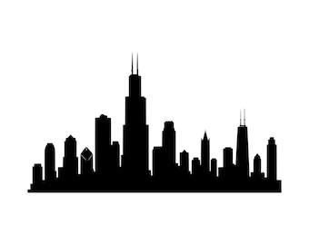 Chicago Skyline PNG SVG, Stadtsilhouette Illinois, Innenstadt-Football-Stadtbild, Wandbild, Geschenkidee, T-Shirt